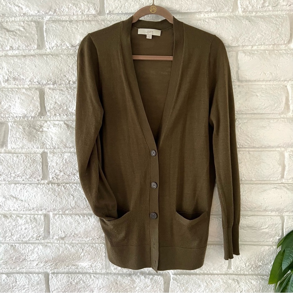 LOFT Deep Olive Green Cardigan
